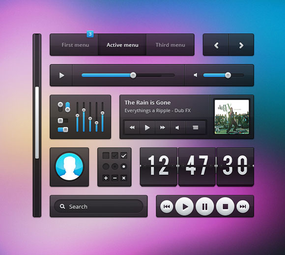 Transparent UI Photoshop PSD