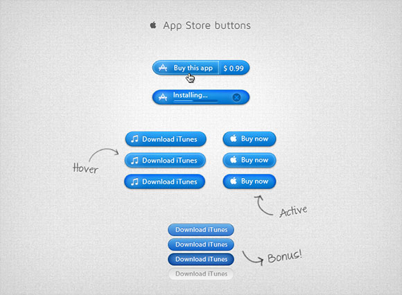 App Store PSD Buttons
