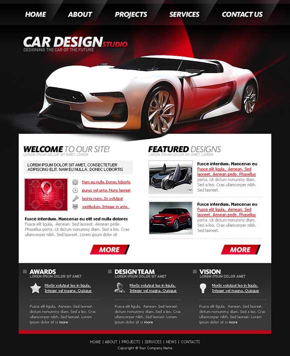 Car Design Studio PSD Website Template