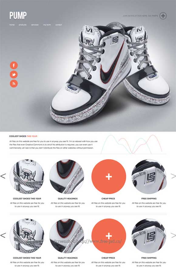 Pump Free PSD Website Template