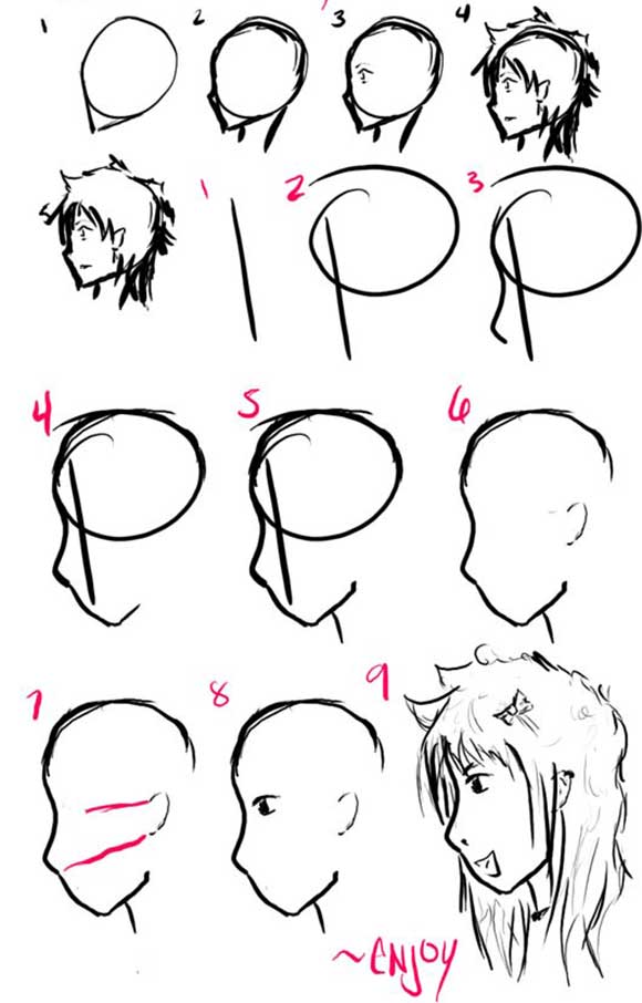 how to draw a anime face male